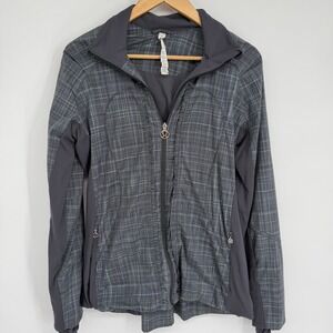 Lululemon Ahead Of The‎ Curve Jacket Women's 10 Plaid Outdoor Running Pickleball
